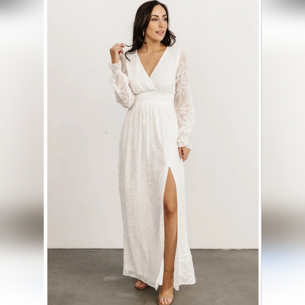 Baltic Born Bridget White Textured Maxi Bridal Dress Women's Size 1XL